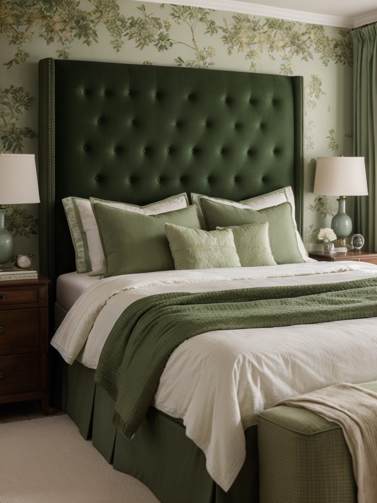 Vintage Charm: Create a Green Bedroom Oasis with Antique-Inspired Decor!