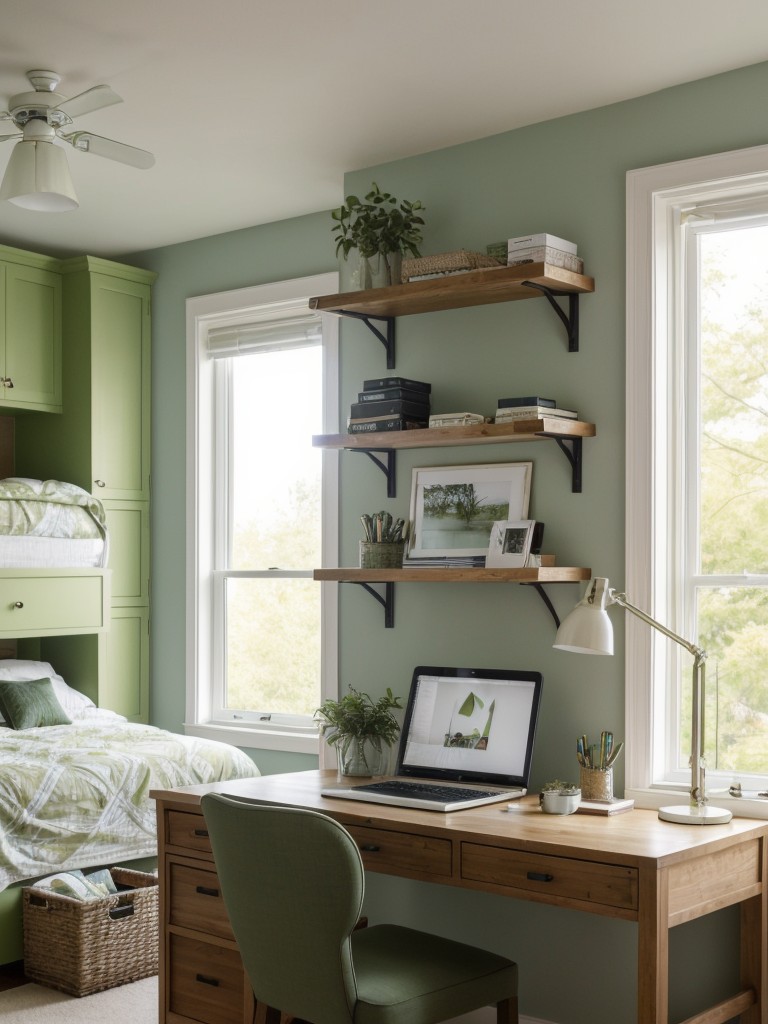 Green Bedroom Inspo: Elevate Your Apartment with Stylish Workspace!