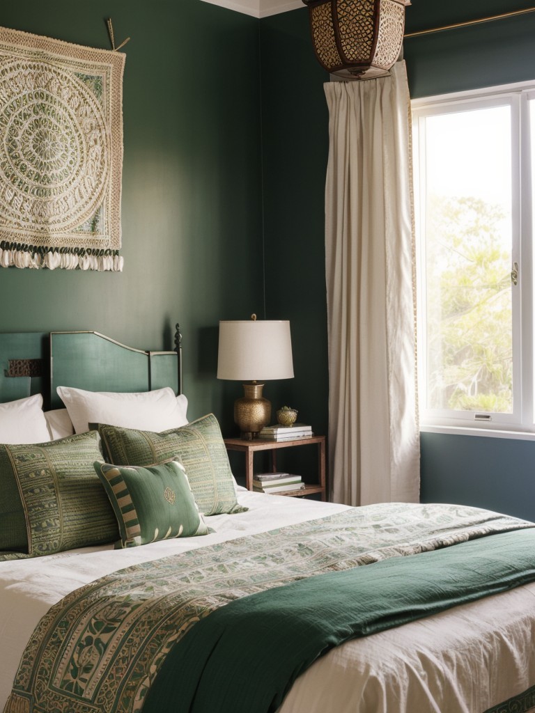 Ethnic Inspired Bedroom Décor: Moroccan Lanterns, Indian Textiles, African Mud Cloth Pillows