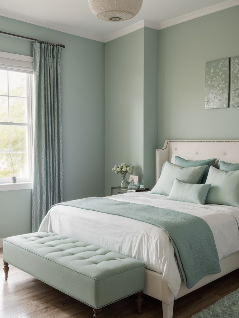 Stylish Monochromatic Green Bedroom Décor: Serene and Visually Appealing!