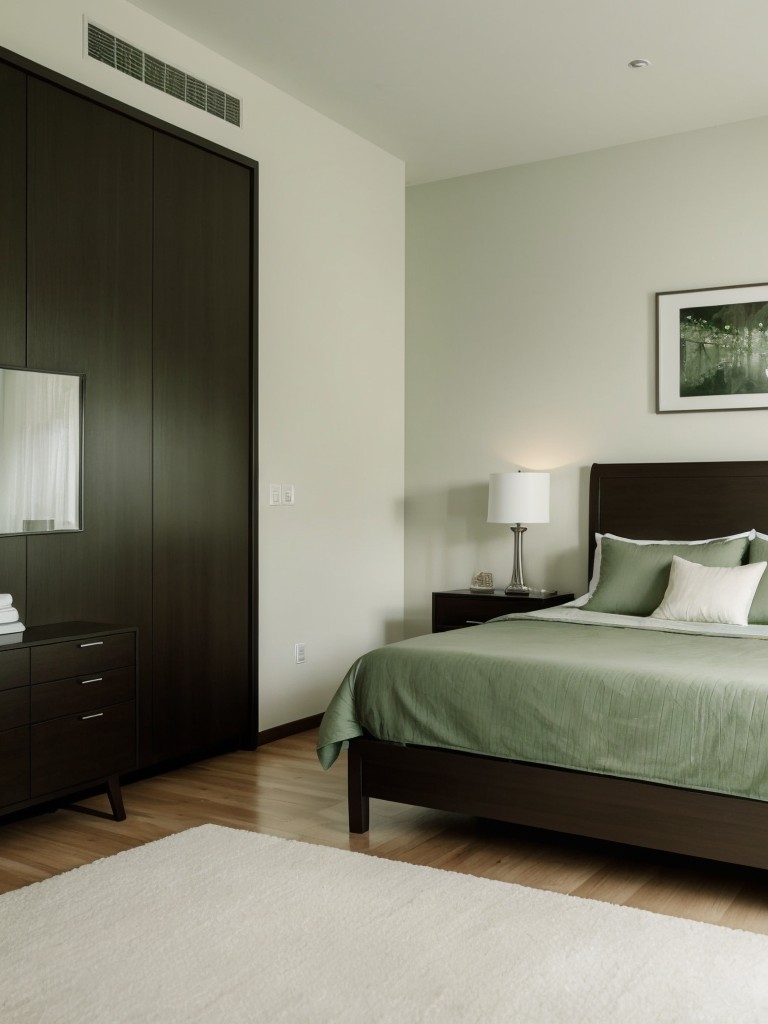 Green Bedroom Bliss: Minimalist Furniture for a Sleek Apartment!