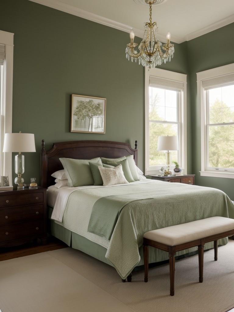 Green Bedroom Décor: Create Balance & Glamour with Chandeliers!