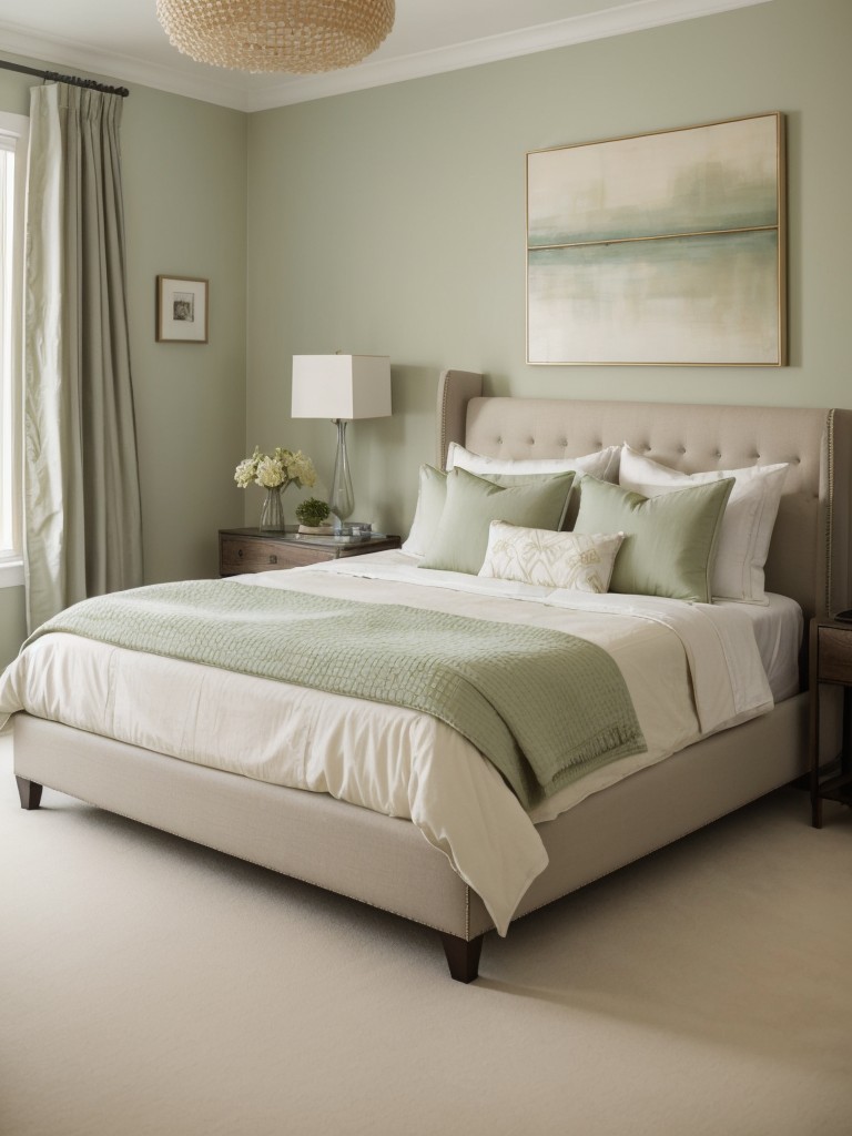 Cozy Oasis: Transform Your Apartment Bedroom with Serene Green Décor!