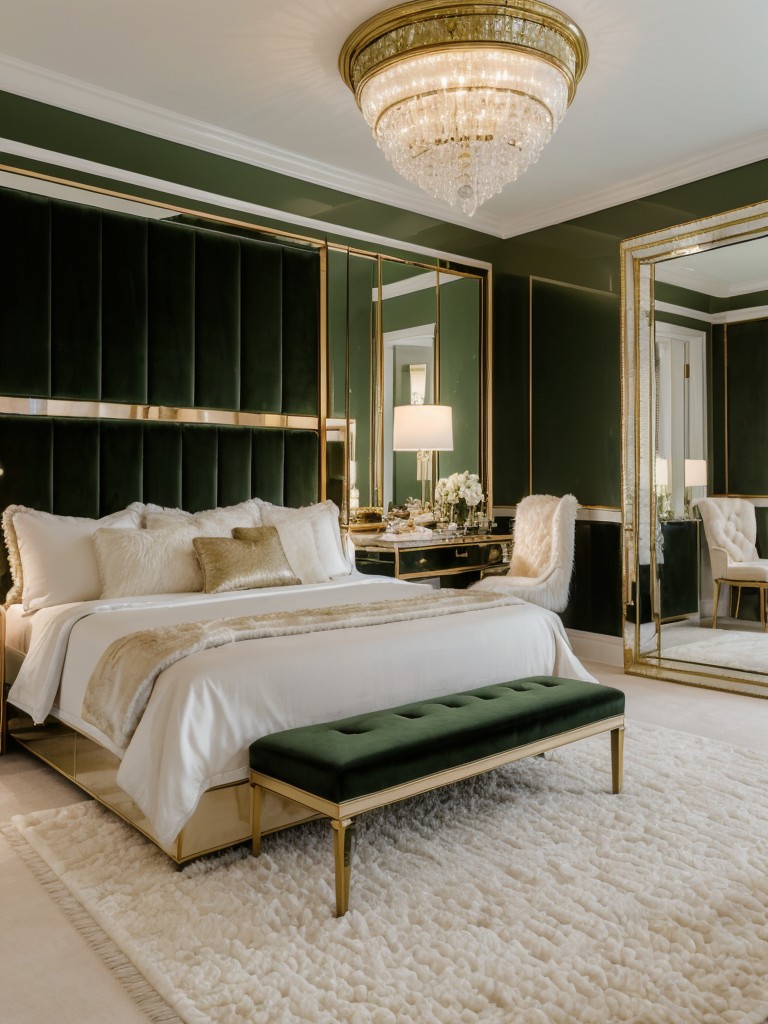 Green Bedroom Glam: Luxe Nature-Inspired Apartment Retreat!