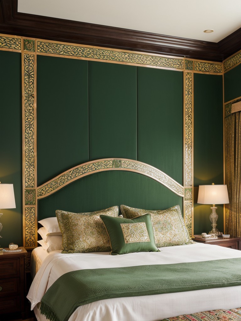 Glamorous Green Bedroom: Nature-Inspired Luxury for a Mediterranean Escape!