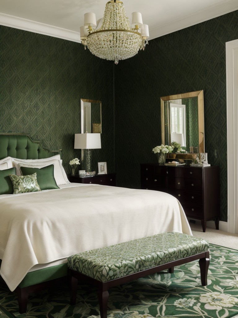 Luxury Green Bedroom: Bold Patterns for a Glam Escape!