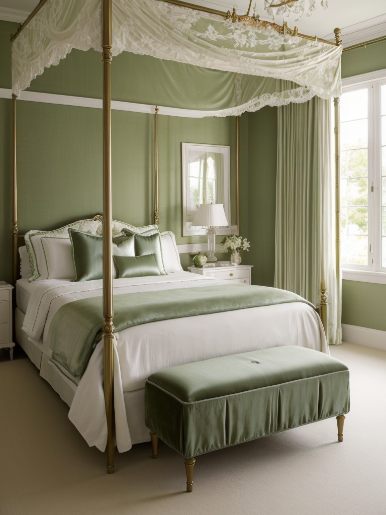 Luxurious Green Bedroom Inspiration: Elevate Your Space with a Classic Four-Poster Bed!