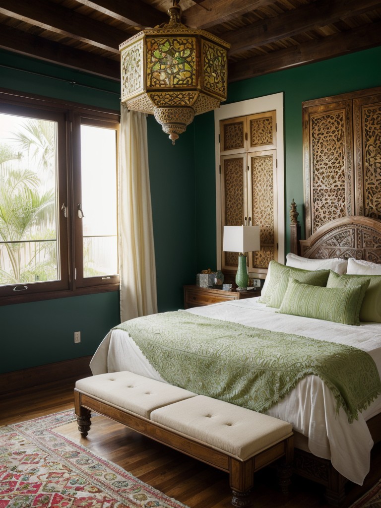 Eco-Chic Apartment: Moroccan-Inspired Green Bedroom Décor!