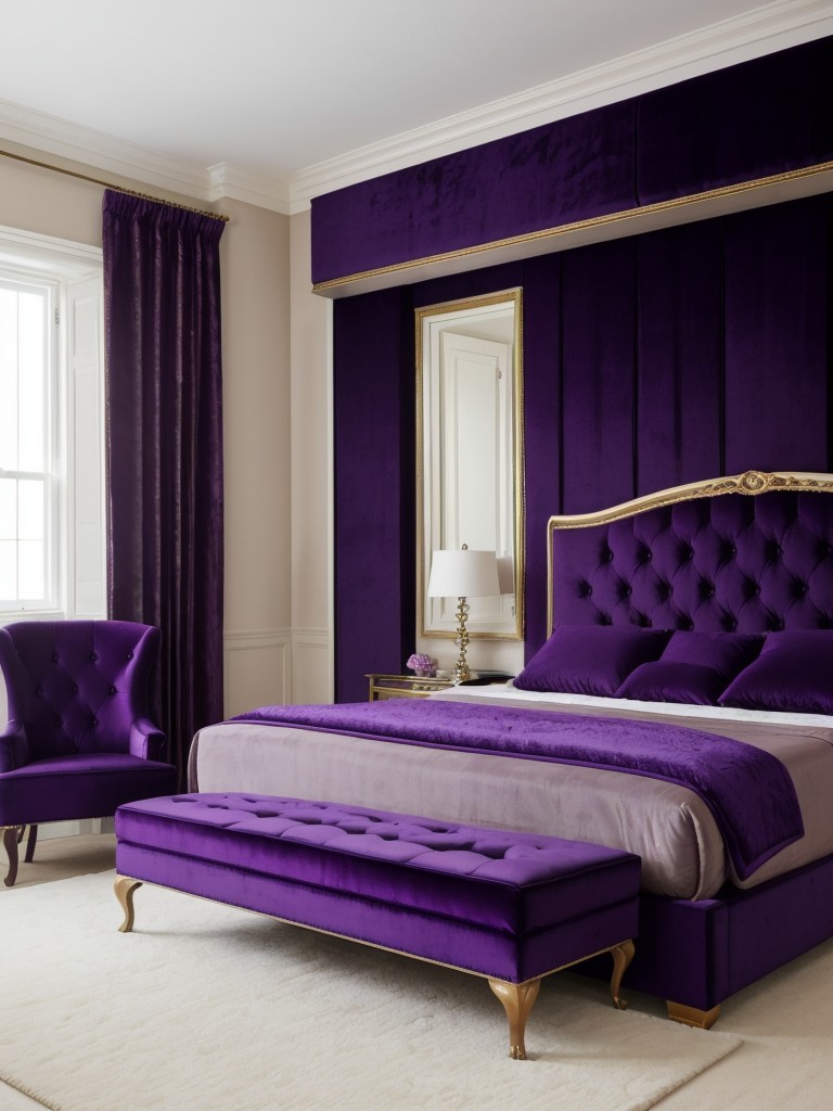 Luxe Purple Bedroom Inspo: Velvety Tufted Headboard Magic!