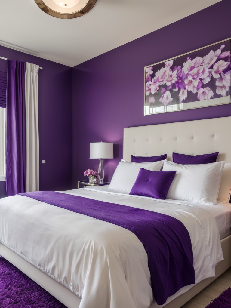 Luxe Purple Bedroom Vibes. Bold and Vibrant Apartment