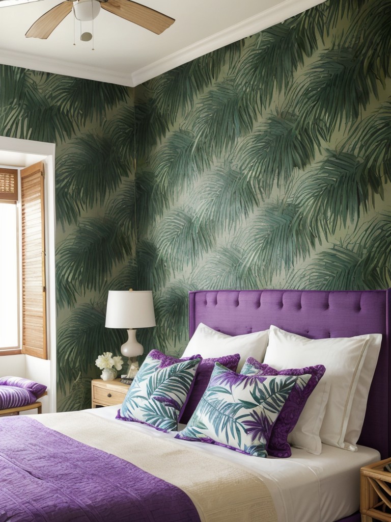 Escape to a Tropical Oasis with Lush Purple Bedroom Decor