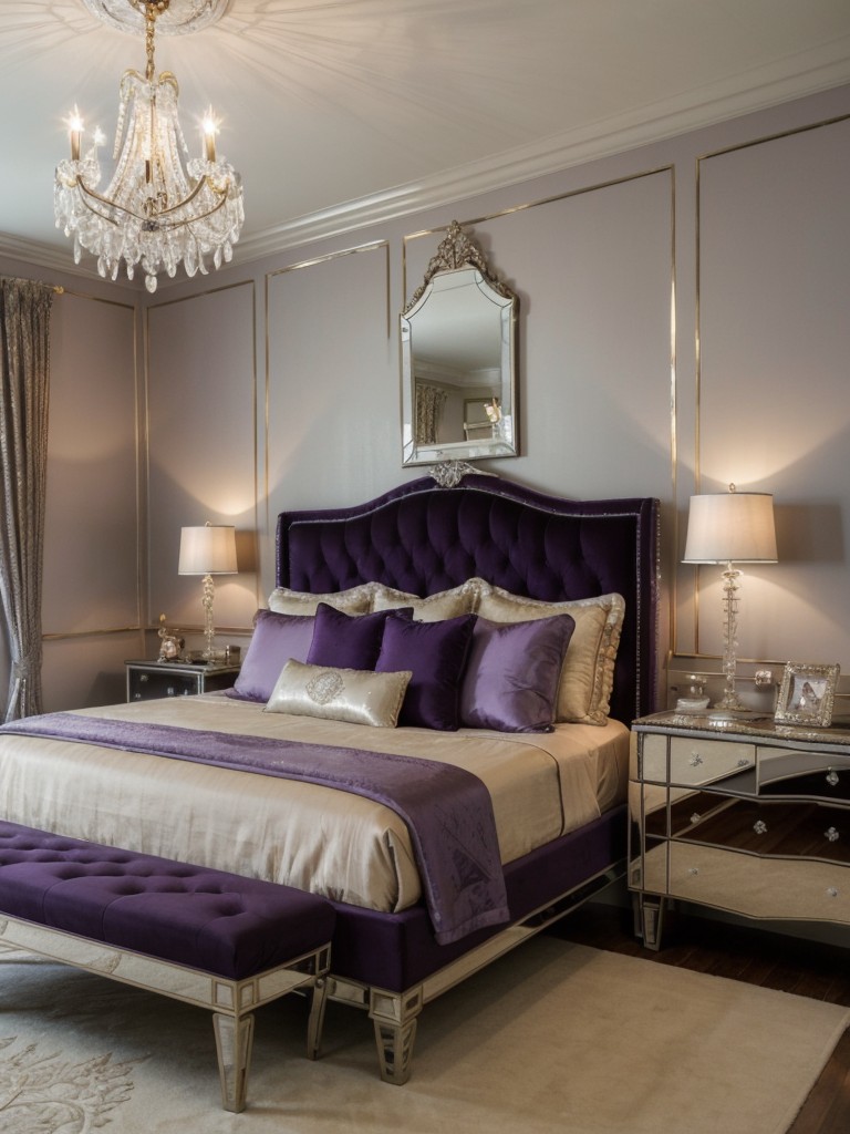 Vintage Glam Bedroom Decor with Luxurious Purple Accents