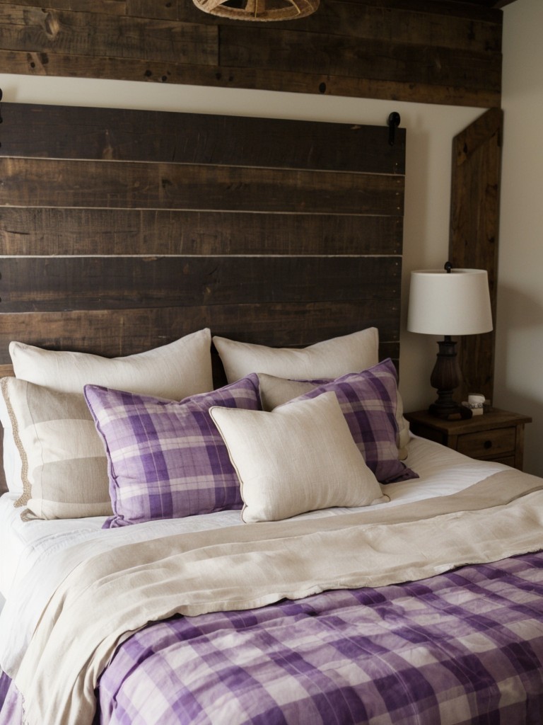 Rustic Farmhouse Vibes: Cozy Up Your Bedroom with Luxurious Purple Decor