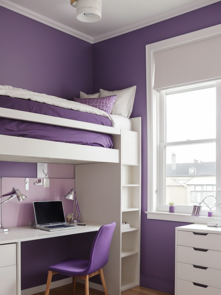 Sleek & Stylish Apartment: Create a Luxurious Purple Bedroom for Your Teen