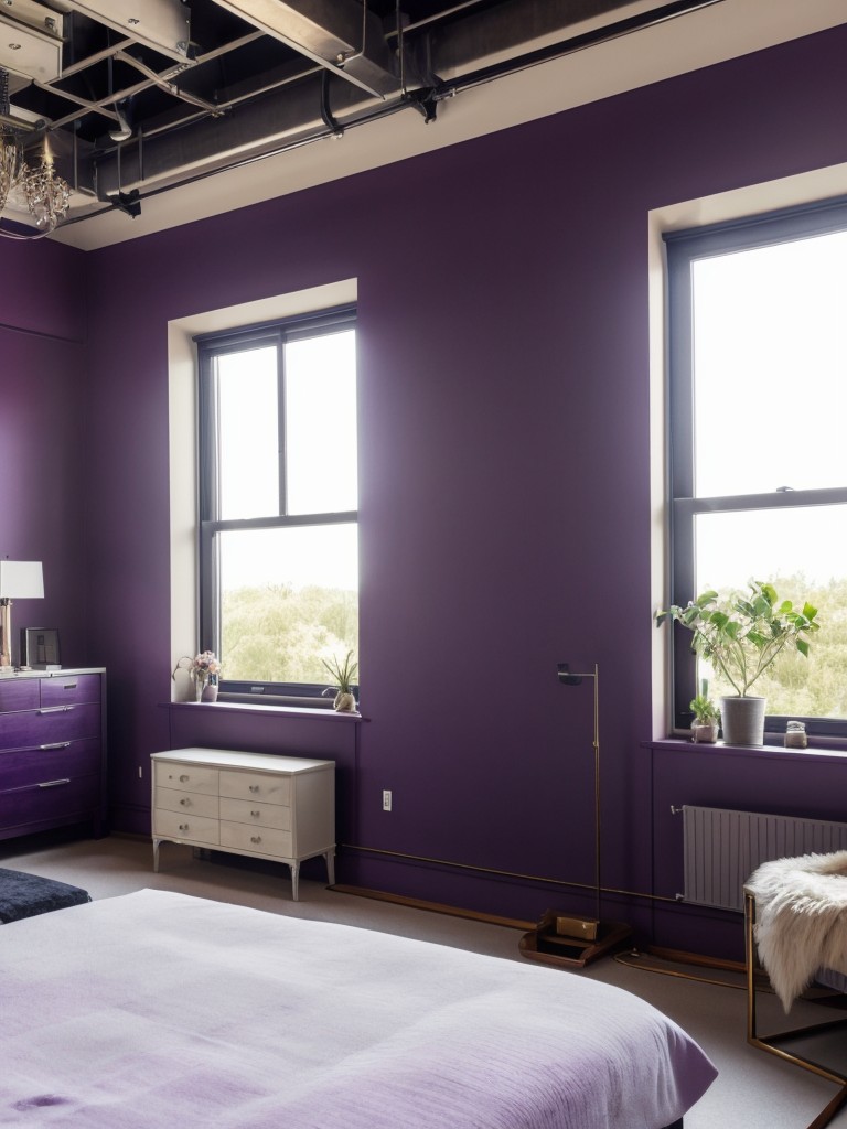 Stunning Industrial Chic Purple Bedroom Inspiration!