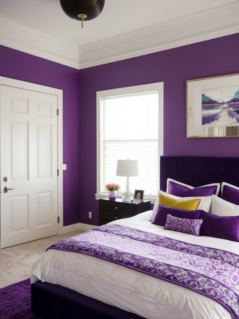 Bold & Vibrant Bedroom Decor: Luxurious Purple Apartment!