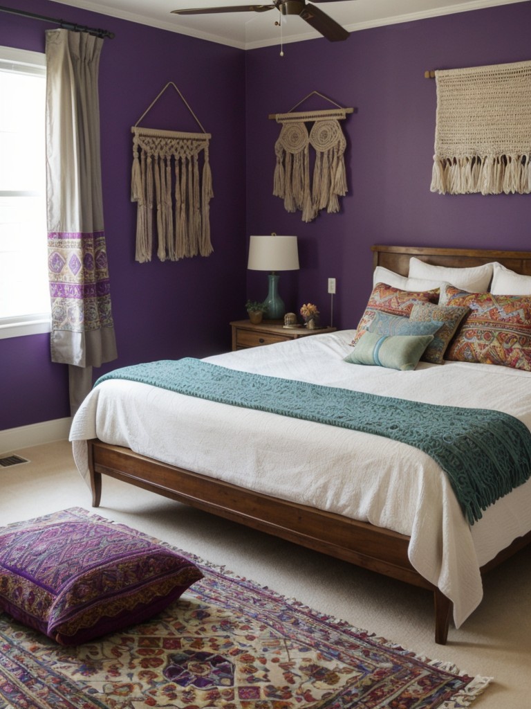 Boho Bliss: Create a Luxurious Purple Bedroom with Eclectic Decor!