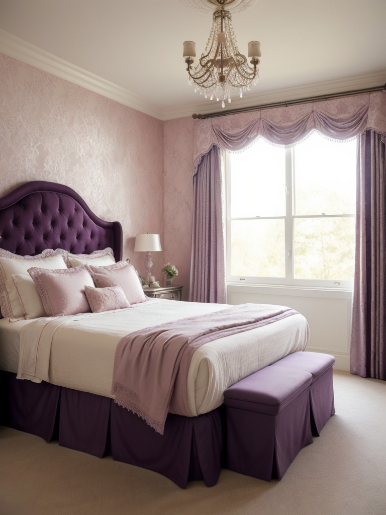 Romantic Victorian Apartment Vibes: Luxurious Purple Bedroom Decor