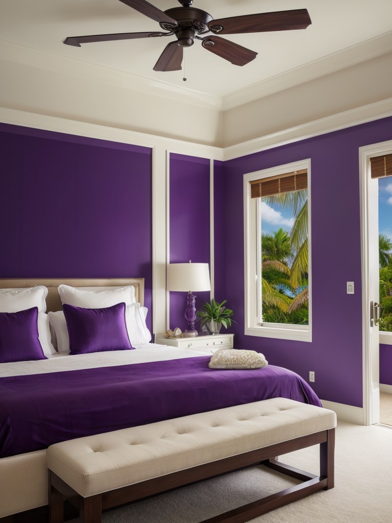 Chic Purple Bedroom: Tropical Paradise Escape