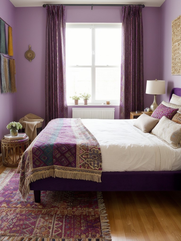 Boho-inspired Purple Bedroom Decor: A Playful and Maximalist Haven