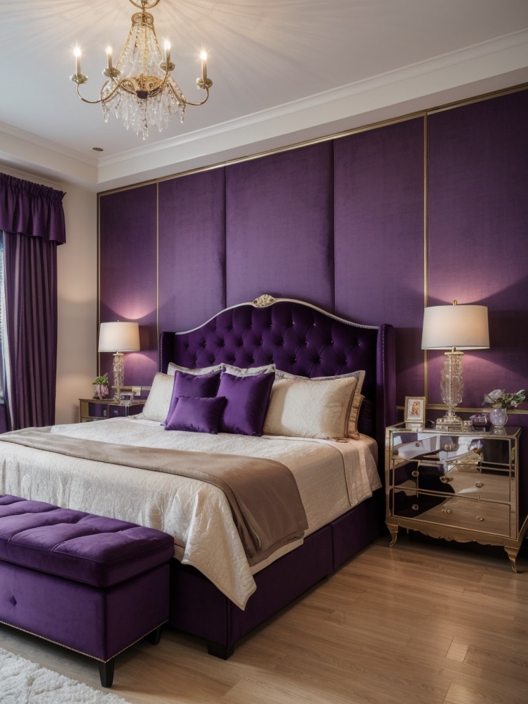 Dreamy Purple Bedroom Decor. Stunning Vintage Glam Design.