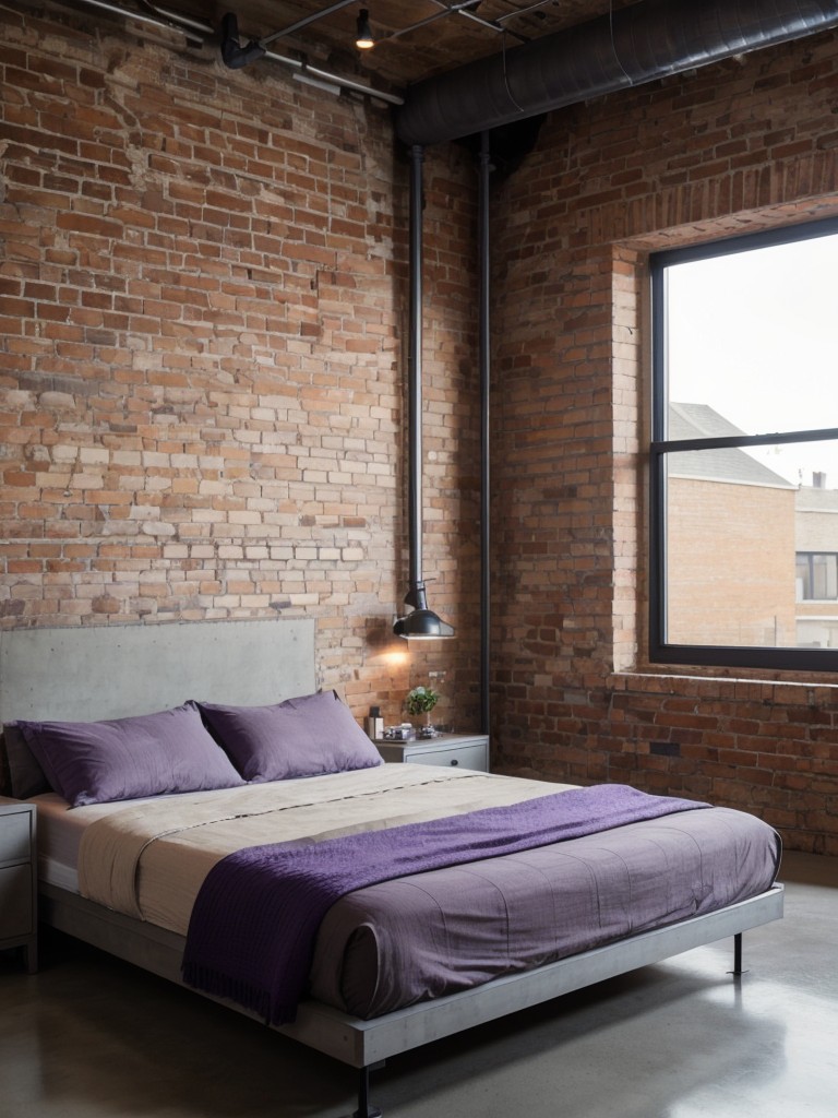 Industrial Chic: Purple Bedroom Inspiration