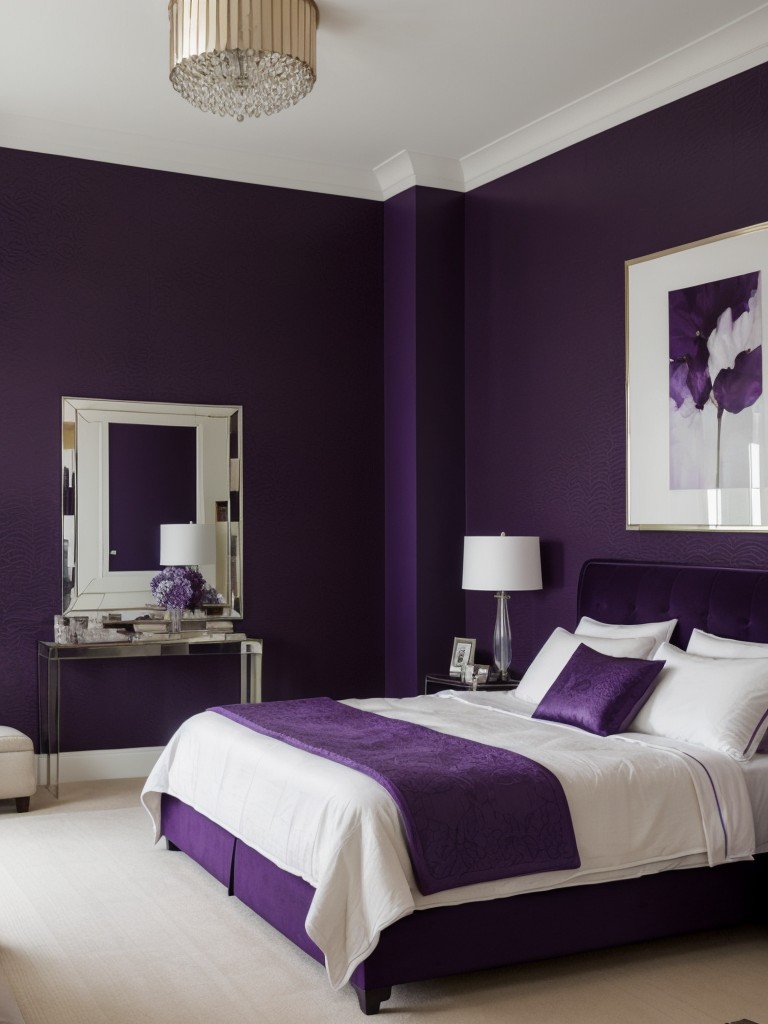 Dreamy Purple Bedroom Makeover: Elevate your space with a captivating accent wall.