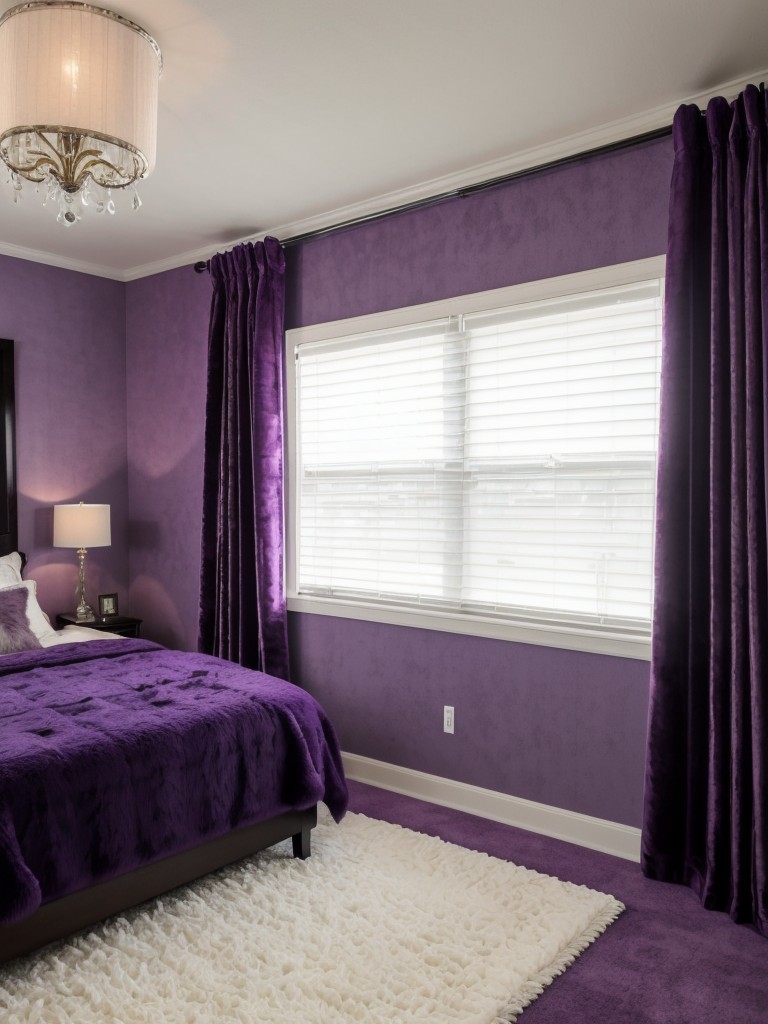 Cozy Apartment Bedroom: Get Inspired with Plush Purple Textures!