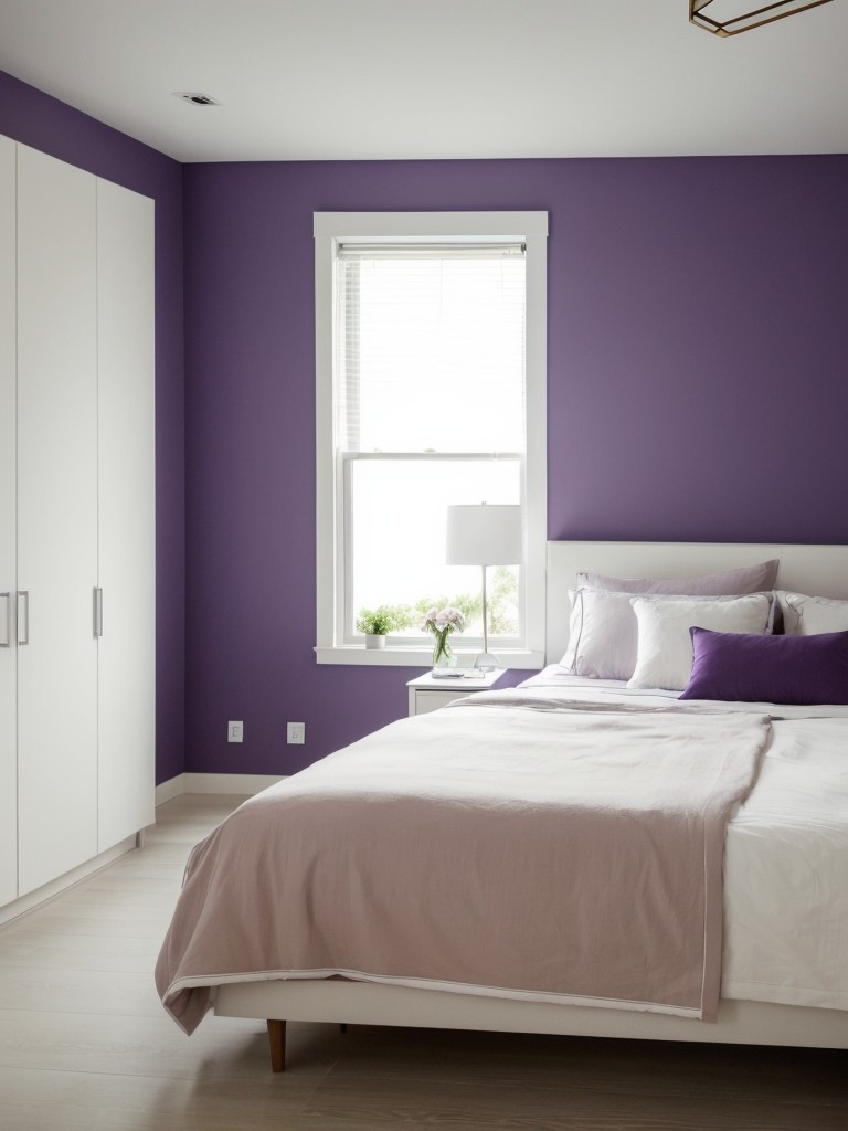 Minimalist Dream: Serene & Clutter-Free Purple Bedroom