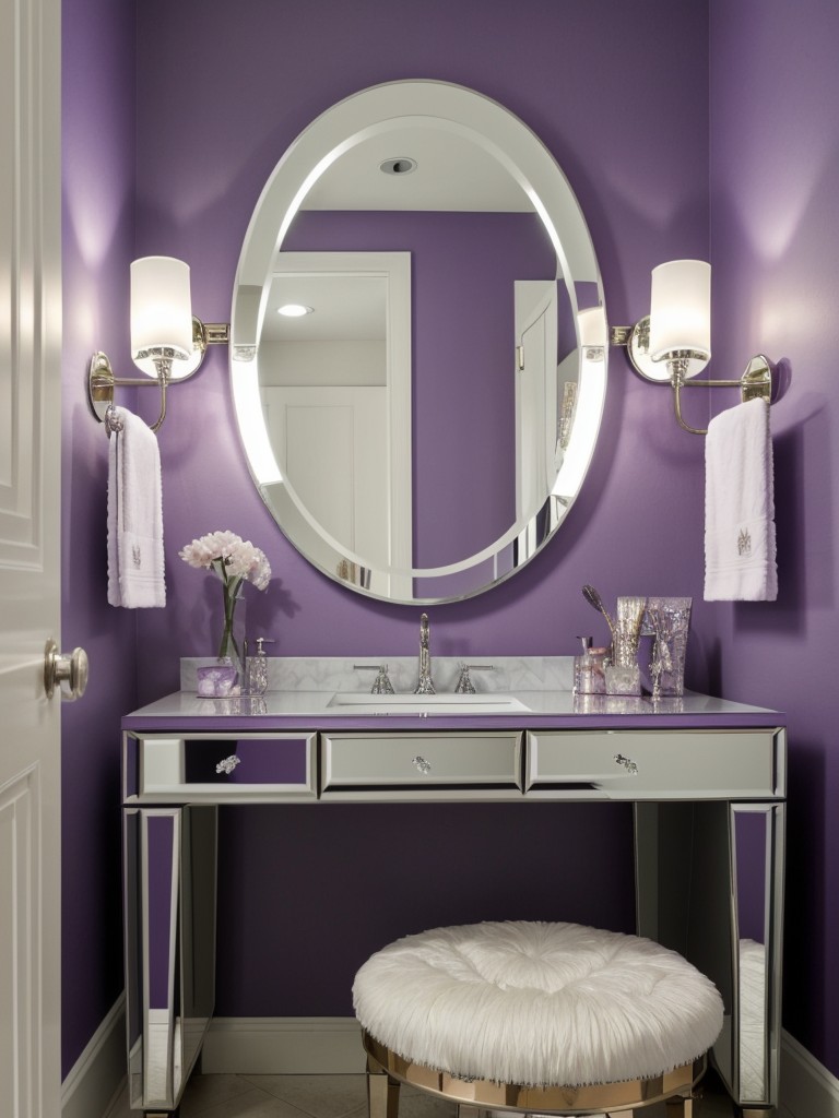 Glamorous Bedroom Vibes: Mirrored Vanity & Hollywood Lights