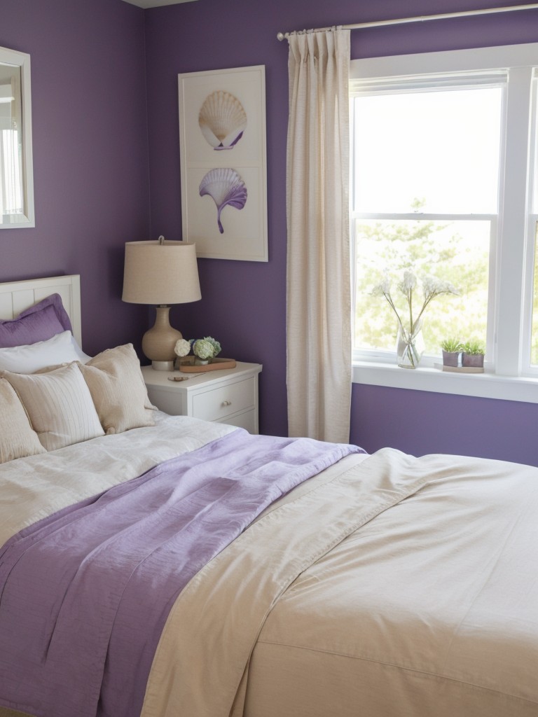 Serene Coastal-Inspired Bedroom with Purple Accents