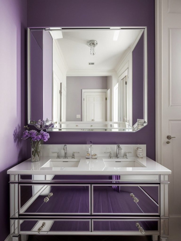 Mirror Magic: Add Glamour & Space to Your Bedroom with Purple Hues!