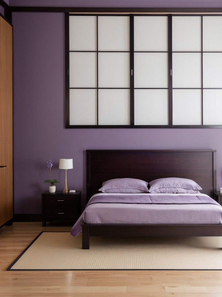 Zen-inspired Purple Bedroom Makeover: Minimalist & Serene Space