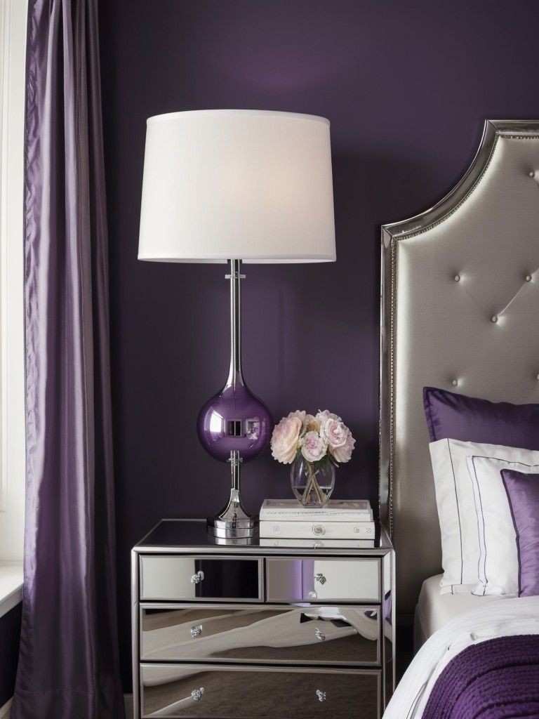 Chic Apartment Bedroom: Go Purple with Glamorous Metallic Accents!