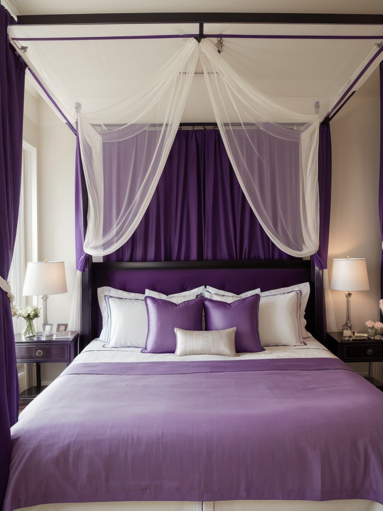 Romantic Canopy Bed: Elevate Your Bedroom with Purple Hues