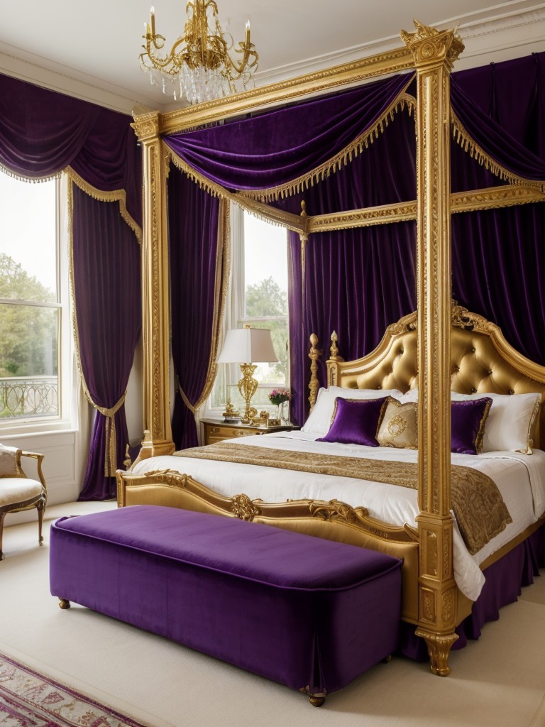 Luxury Apartment: Transform Your Bedroom with Purple & Gold