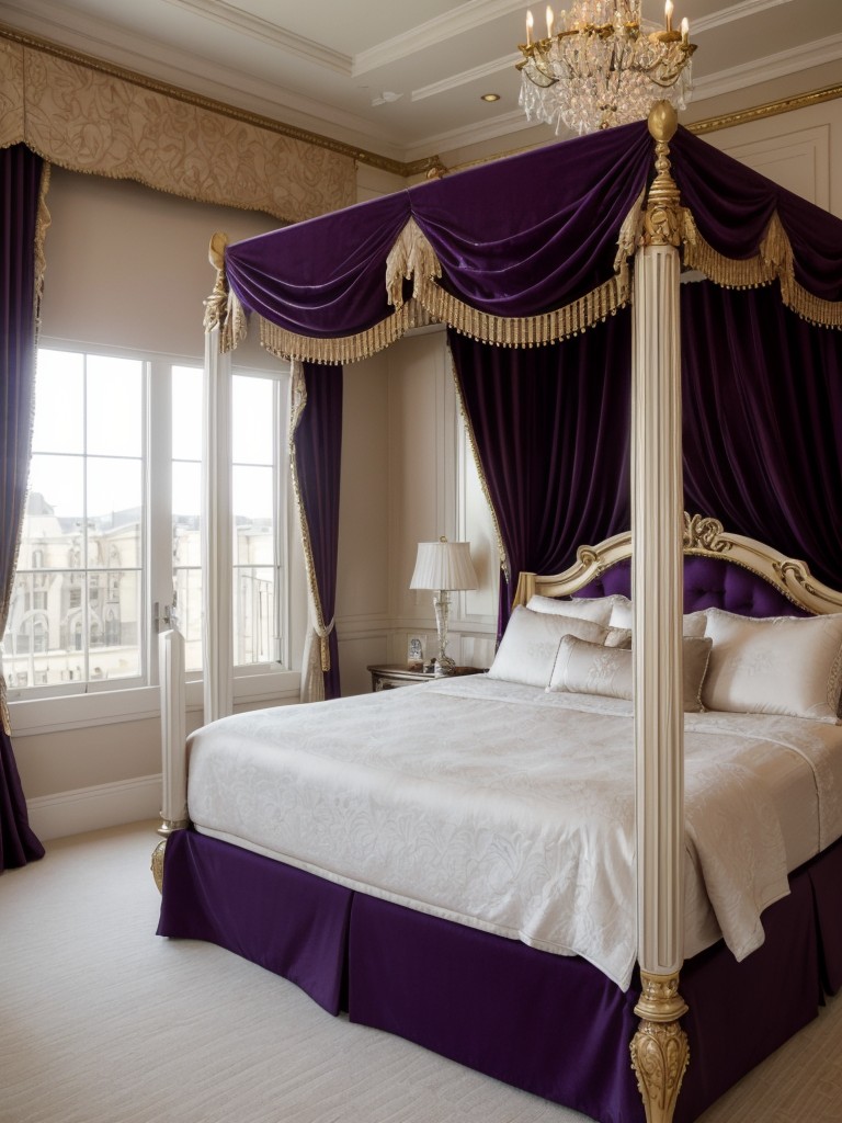 Luxurious Purple Bedroom Decor for an Elegant Apartment