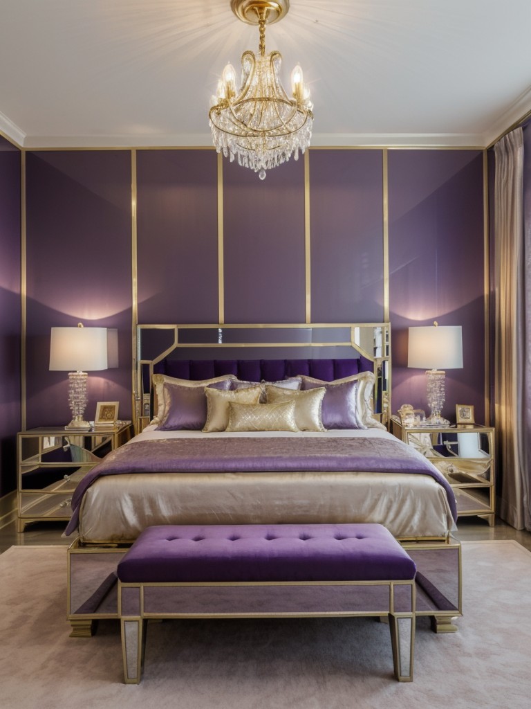 Luxurious Purple Bedroom Makeover: Add Glamour with Metallic Accents!