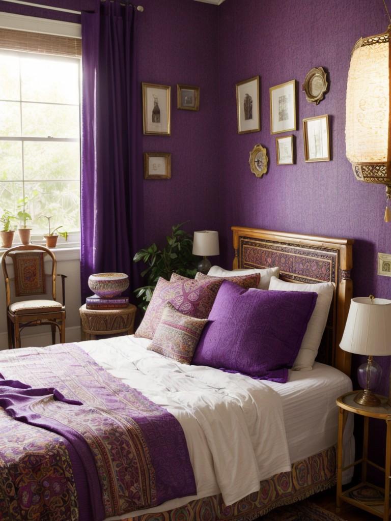 Boho Chic Bedroom: Embrace Purple & Global Vibes