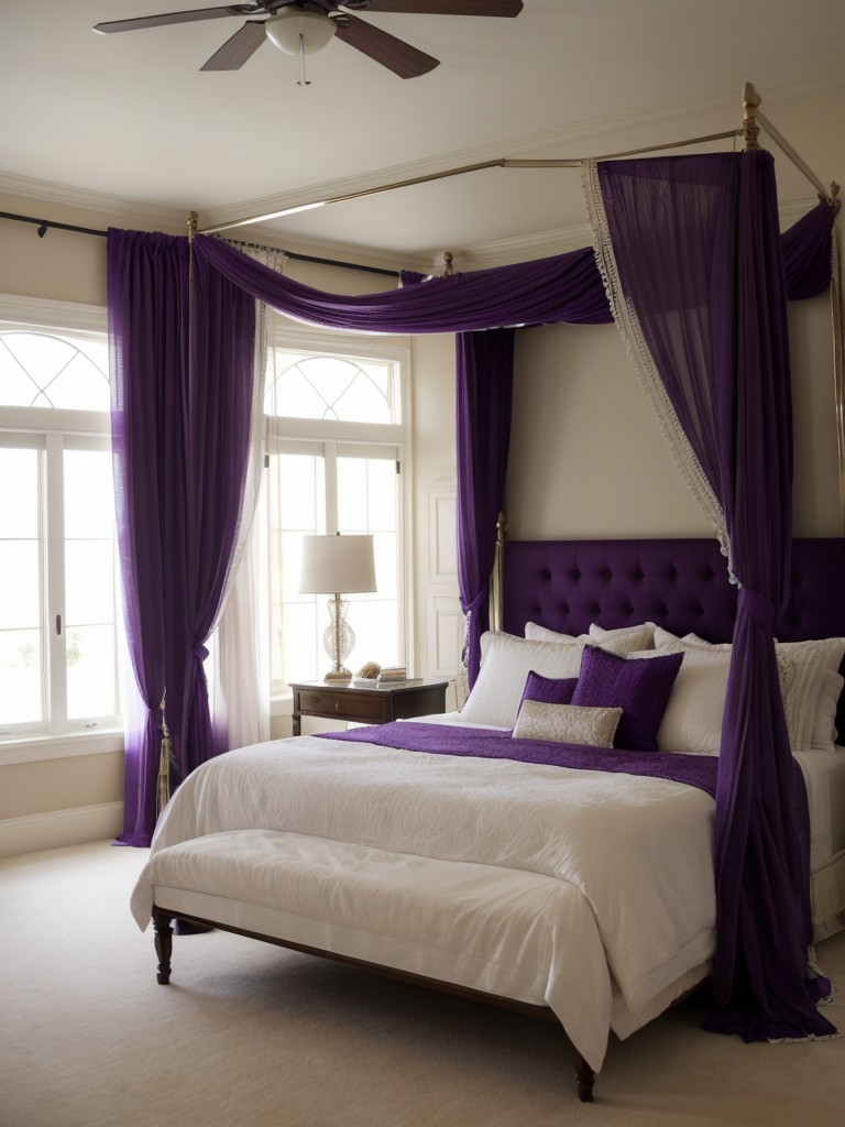 Luxe Purple Bedroom Transformation: Canopy Bed Inspiration.