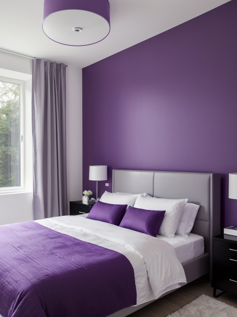 Transform your bedroom with a modern and sleek purple makeover!