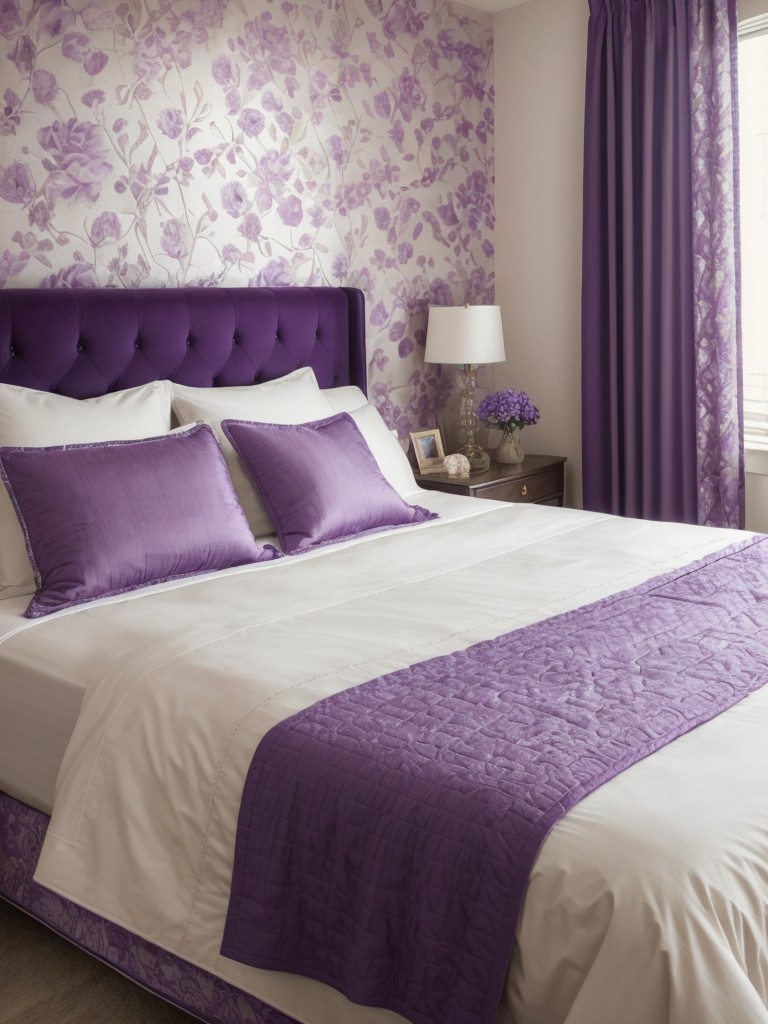 Chic Purple Bedroom: Layer Textures for Depth & Style!