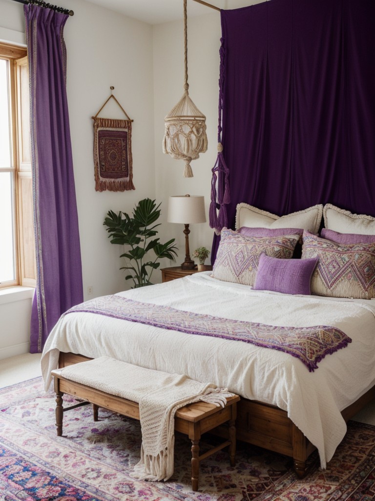 Boho Chic Bliss: Purple Paradise for Your Bedroom