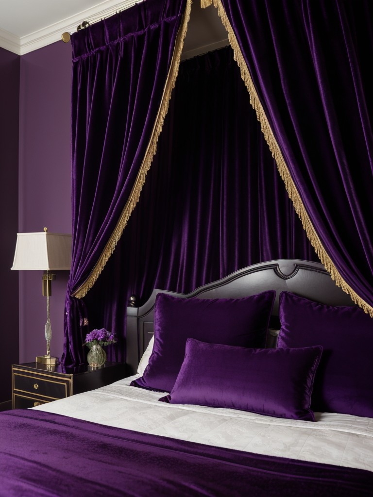 Bold & Moody Bedroom Decor: Embrace the Regal Purple Ambiance!