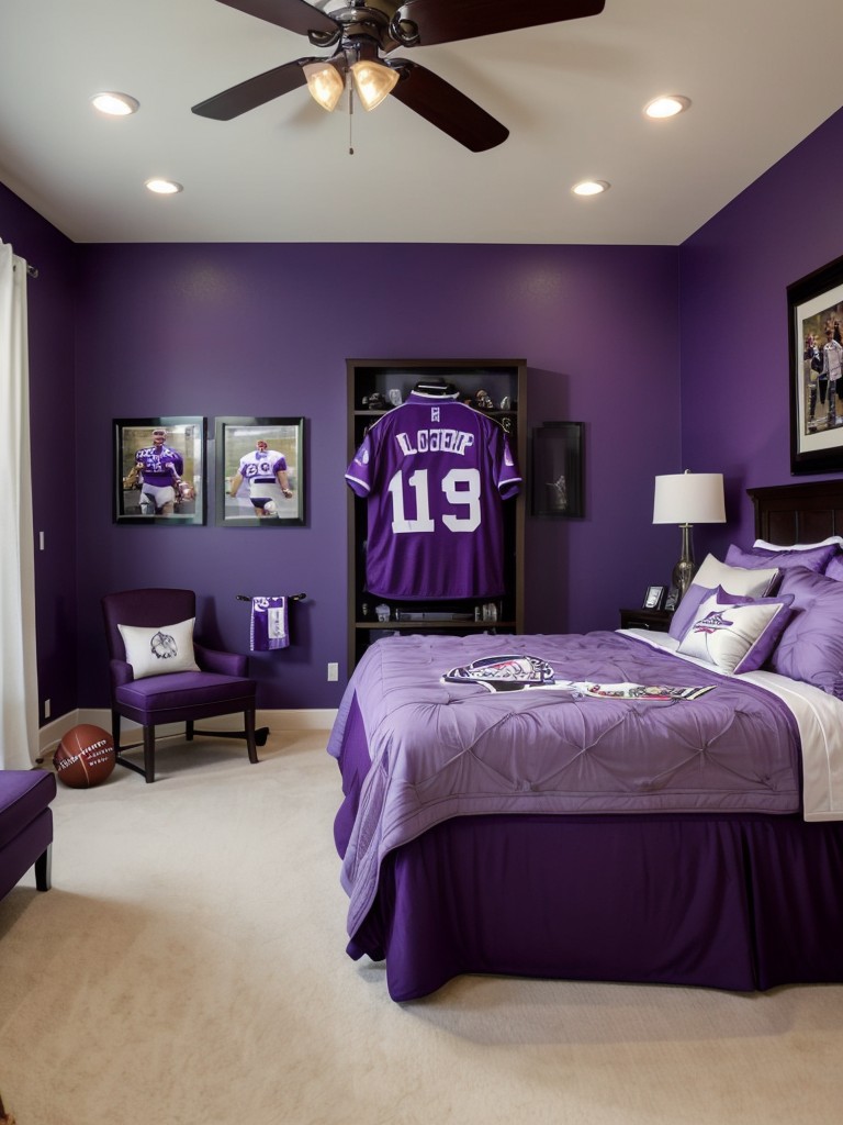 Cozy Athlete's Haven: Sports-themed apartment master bedroom inspiration.