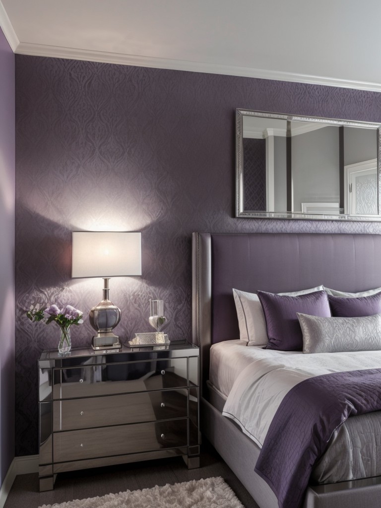 Chic Gray and Purple Bedroom Inspo