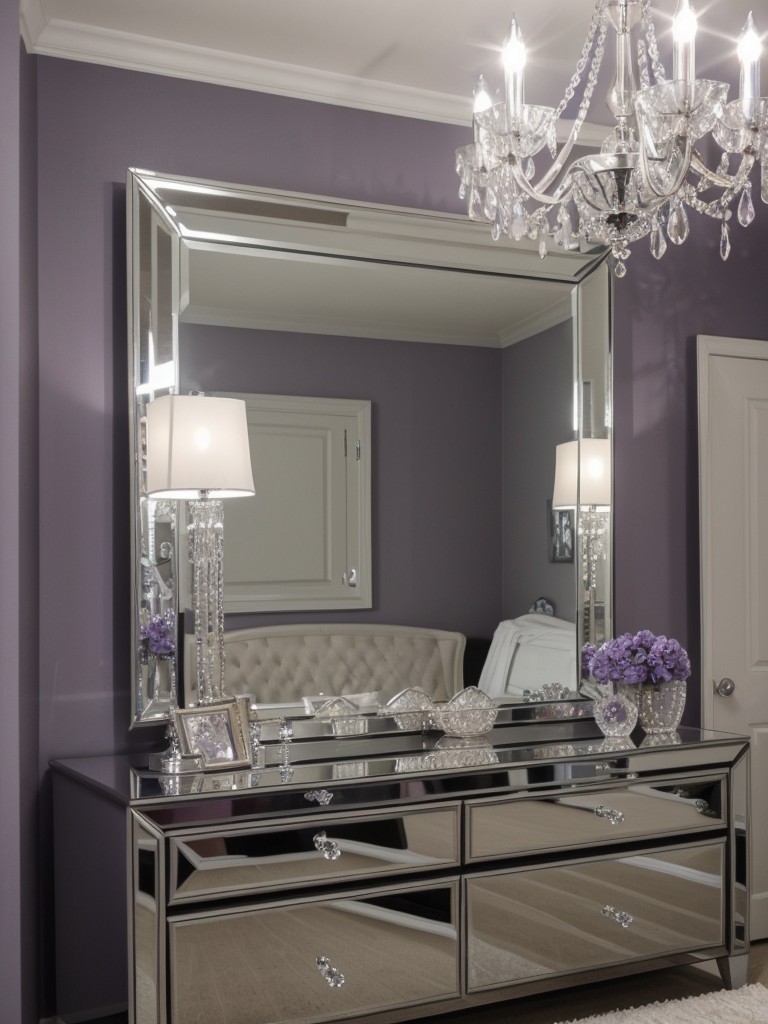 Chic Purple & Gray Apartment Bedroom: Glam up with Stunning Silver Décor!