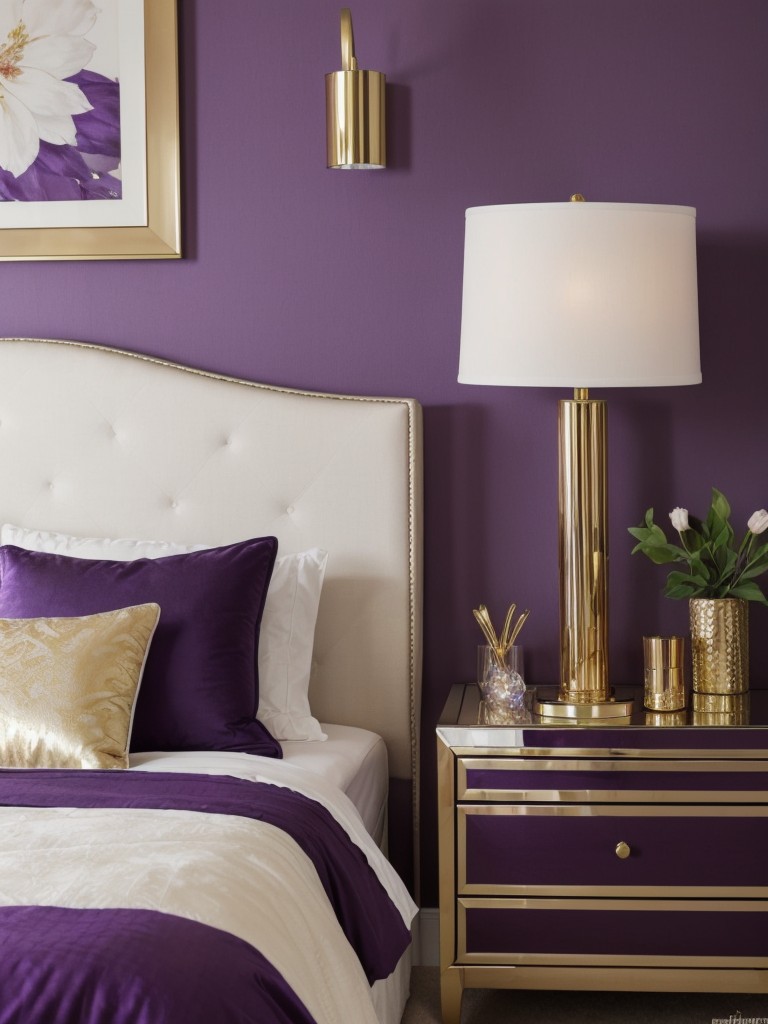 Luxurious Purple Bedroom Decor: Sparkle with Metallic Accents!