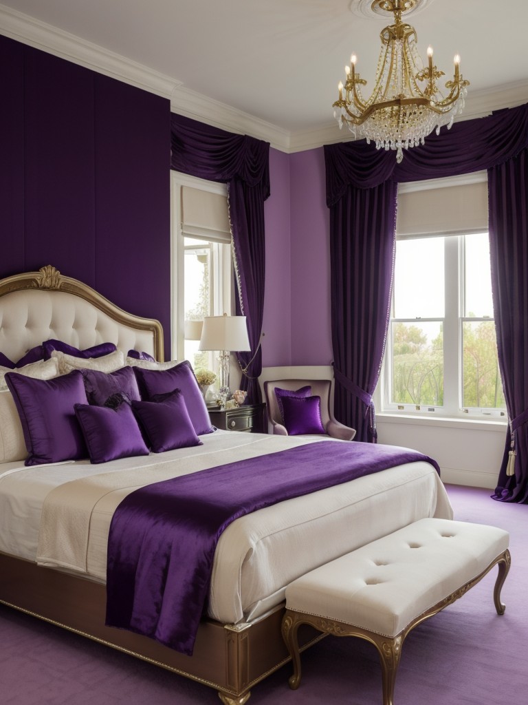 Opulent Purple Apartment: Transform Your Space with Floor-to-Ceiling Curtains!