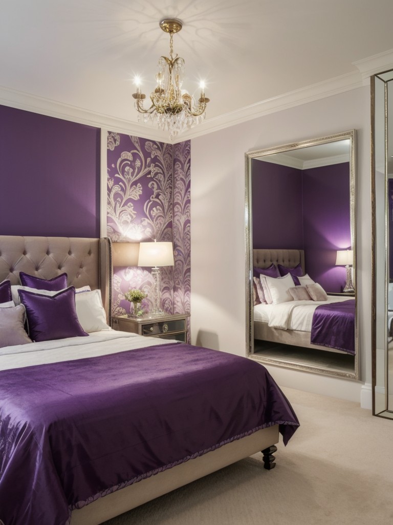 Luxe Purple Bedroom Inspiration: Create Space with a Stunning Mirror!